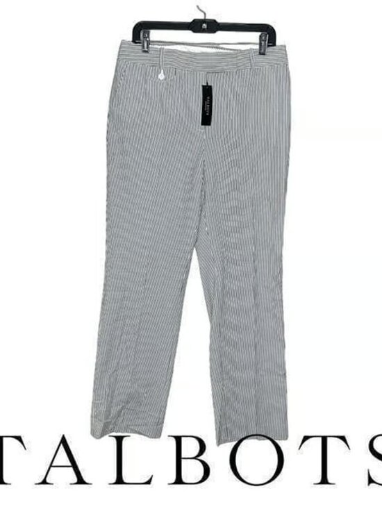 Talbots Pants - Talbots Womens White Gray Pinstripe Heritage Straight Leg Casual Pants Size 10